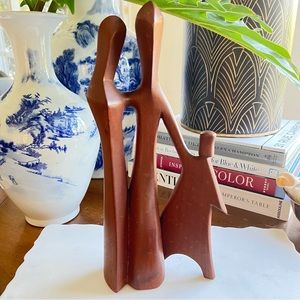 Vintage Carved Modern Wooden Sculpture By Artist C. Delbrune